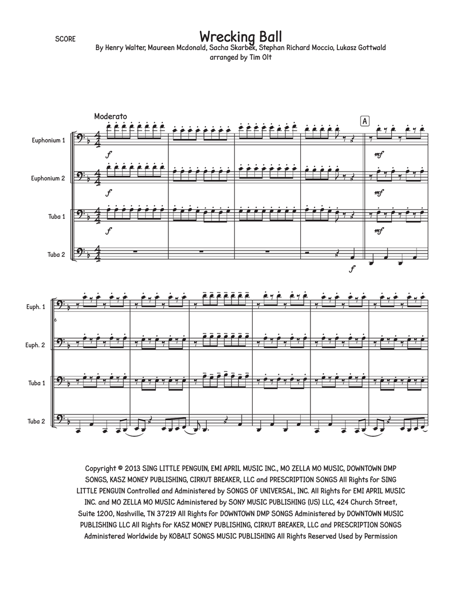 Wrecking Ball Brass Quartet scores gallery preview page 1