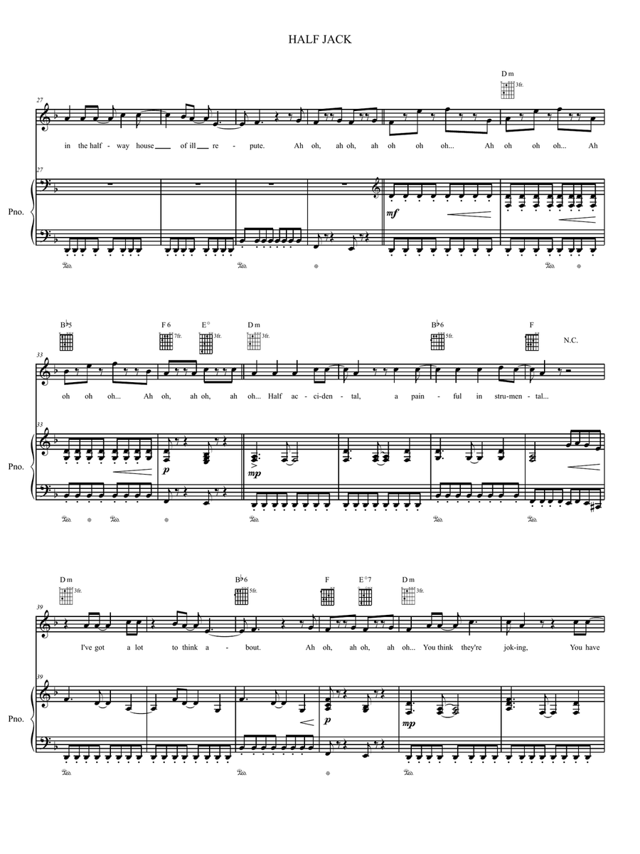 Half Jack Piano, Vocal, Guitar scores gallery preview page 2