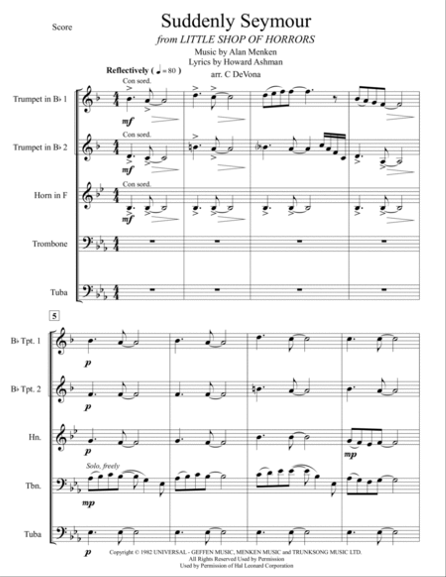 Suddenly Seymour Brass Ensemble scores gallery preview page 2