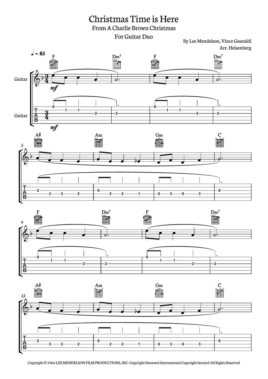 Christmas Time Is Here Guitar Solo scores gallery preview page 1