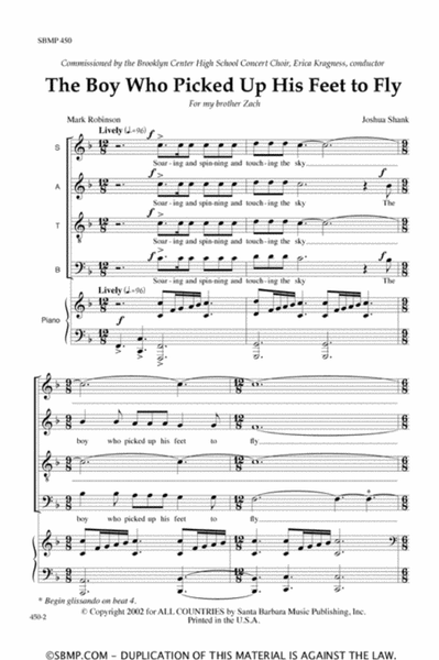 The Boy Who Picked Up His Feet to Fly - SATB Octavo image number null