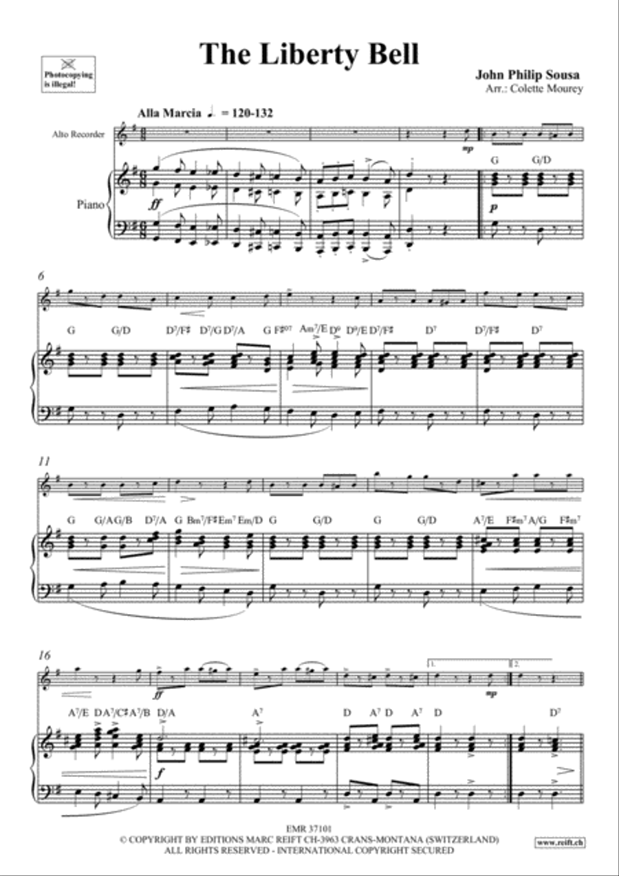 The Liberty Bell Alto Recorder scores gallery preview page 4