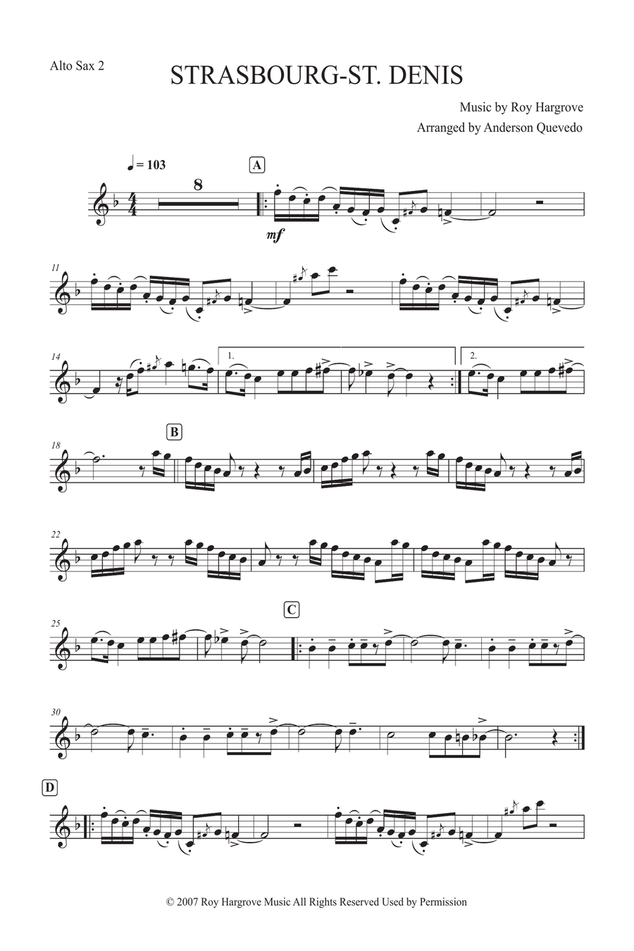 Strasbourg / St. Denis Alto Saxophone scores gallery preview page 1