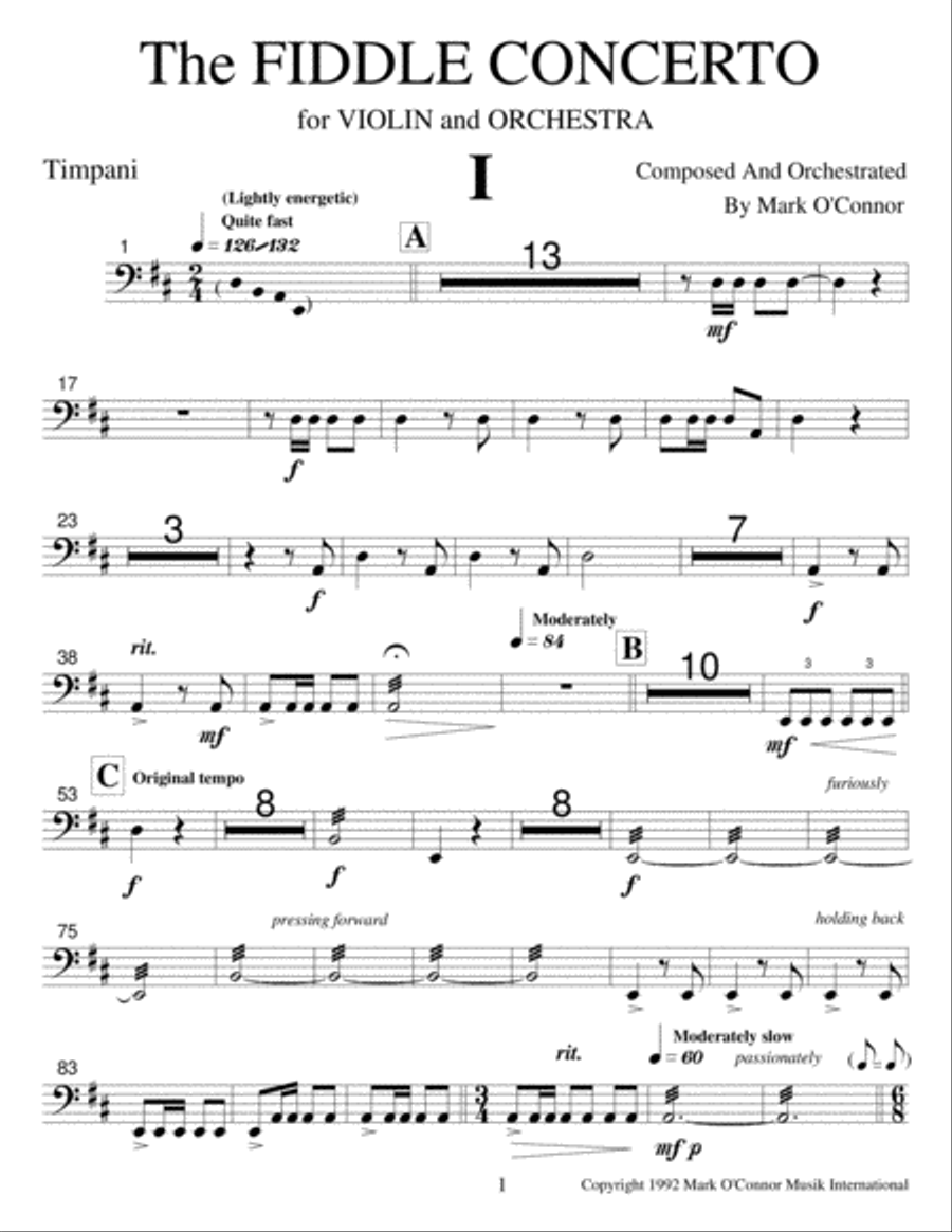 The Fiddle Concerto (percussion parts – violin and symphony orchestra) Full Orchestra scores gallery preview page 4