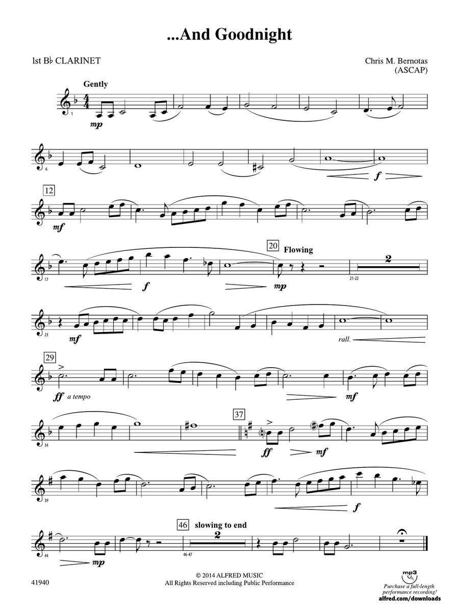 . . . And Goodnight: 1st B-flat Clarinet