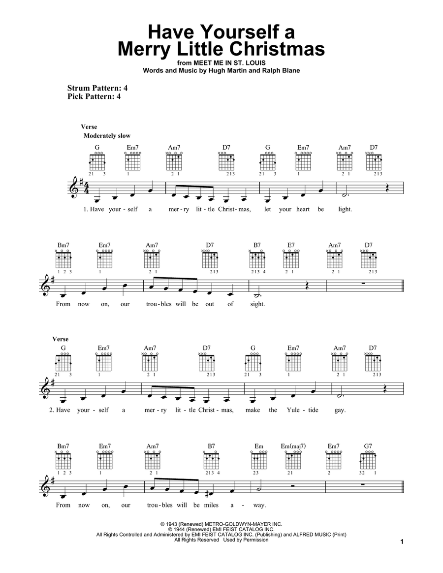 Have Yourself A Merry Little Christmas Easy Guitar scores gallery preview page 1