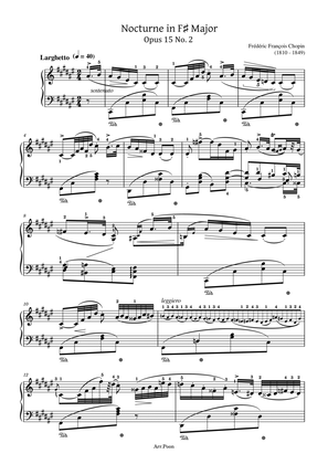 Chopin - Nocturne in F Sharp Major,Op.15 No.2 - Original With Fingered For Piano Solo