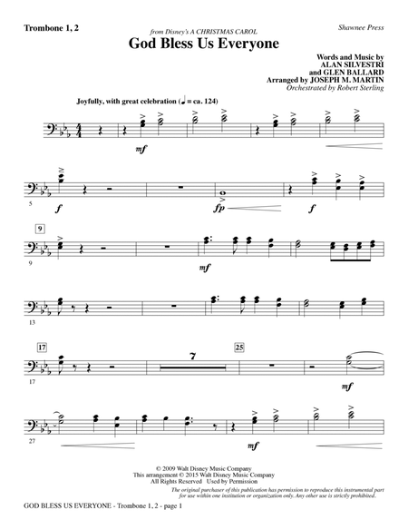 God Bless Us Everyone (from Disney's A Christmas Carol) - Trombone 1 & 2