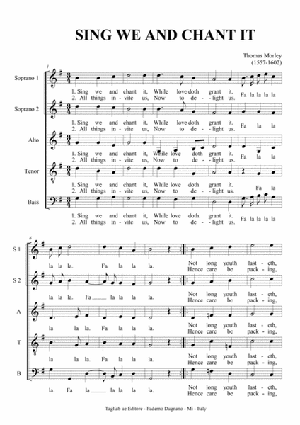 SING WE AND CHANT IT - For SSATB Choir image number null