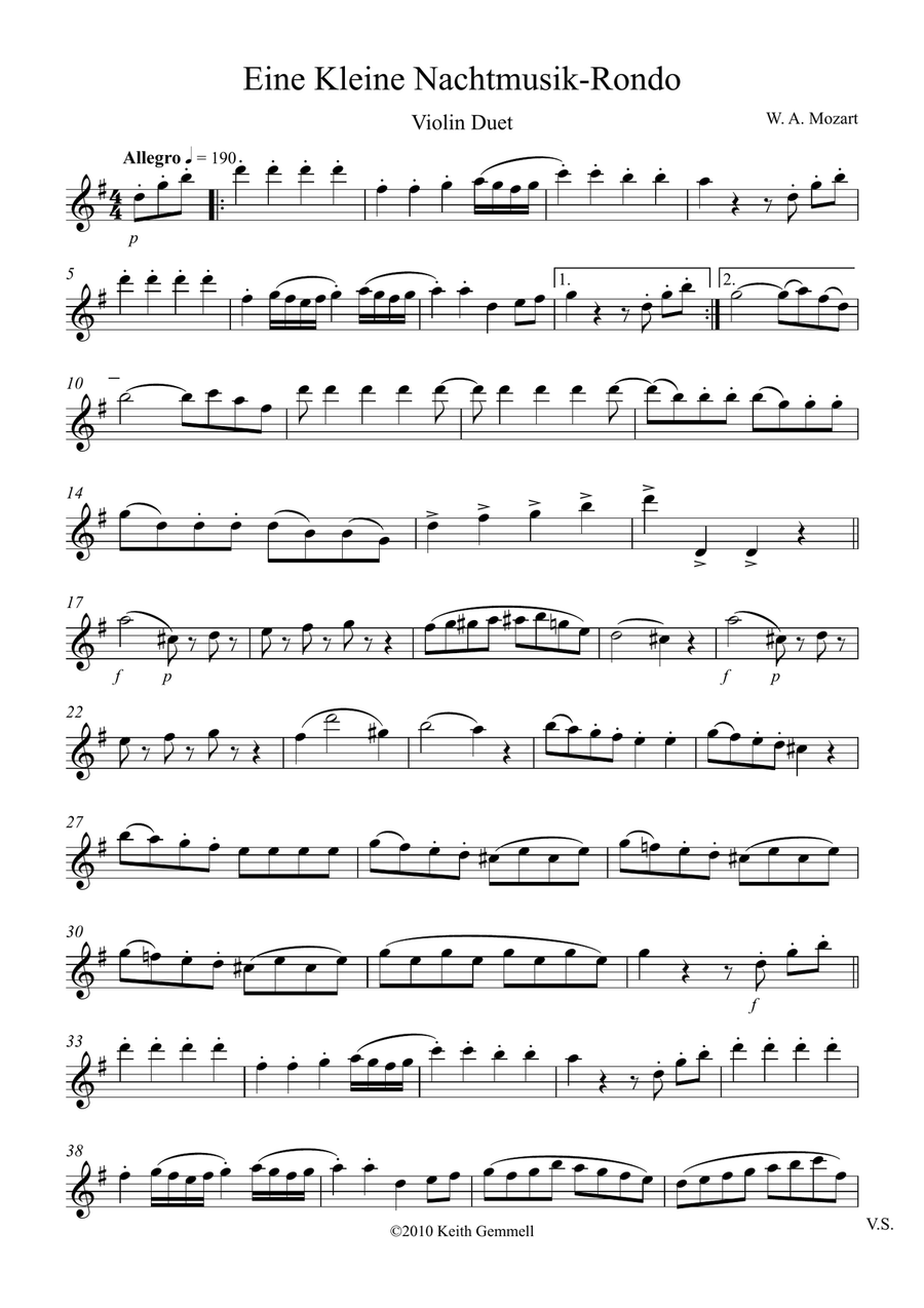 Eine Kleine Nachtmusik – Rondo: Violin Duet Eine Kleine Nachtmusik – Rondo: Violin Duet String Duet scores gallery preview page 4