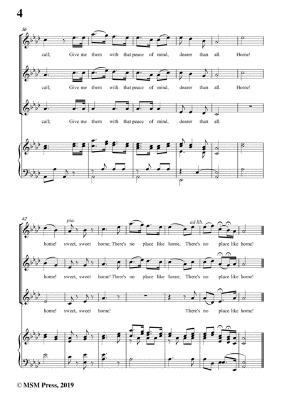 Henry R. Bishop-Home Sweet Home,in A flat Major,for Voice&Piano Voice scores gallery preview page 6