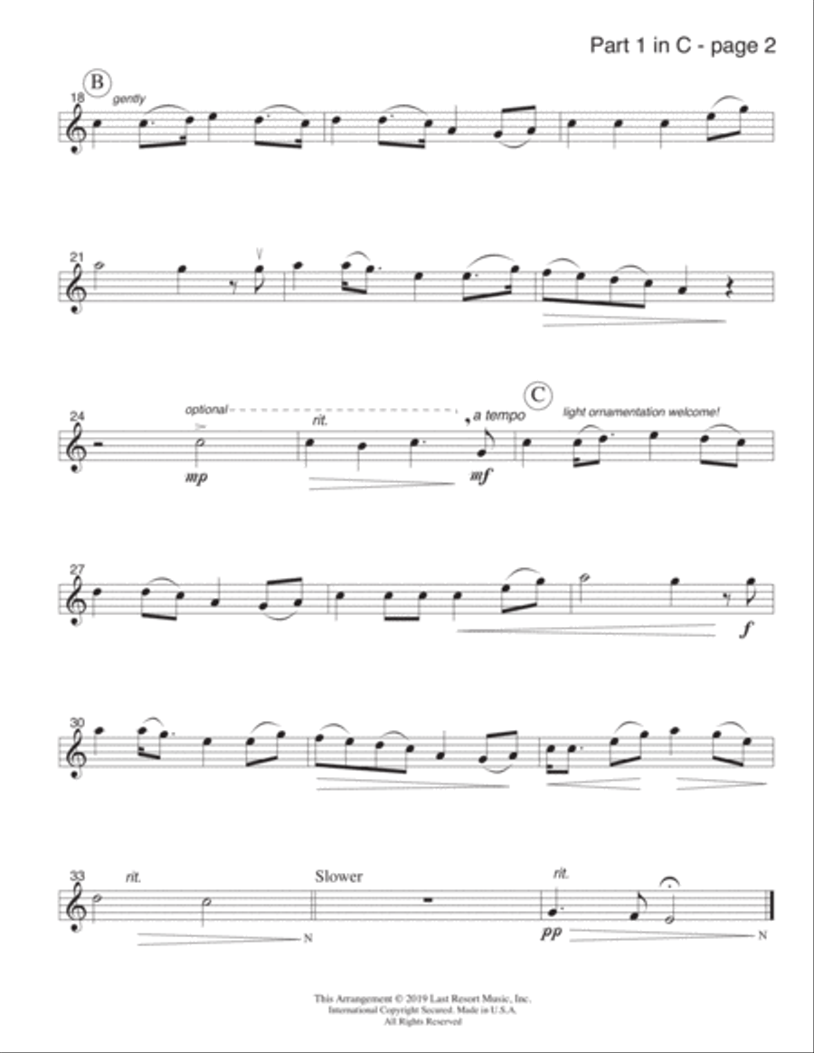 Loch Lomond for String Trio (or Wind Trio or Mixed Trio) Music for Three Large Ensemble scores gallery preview page 3