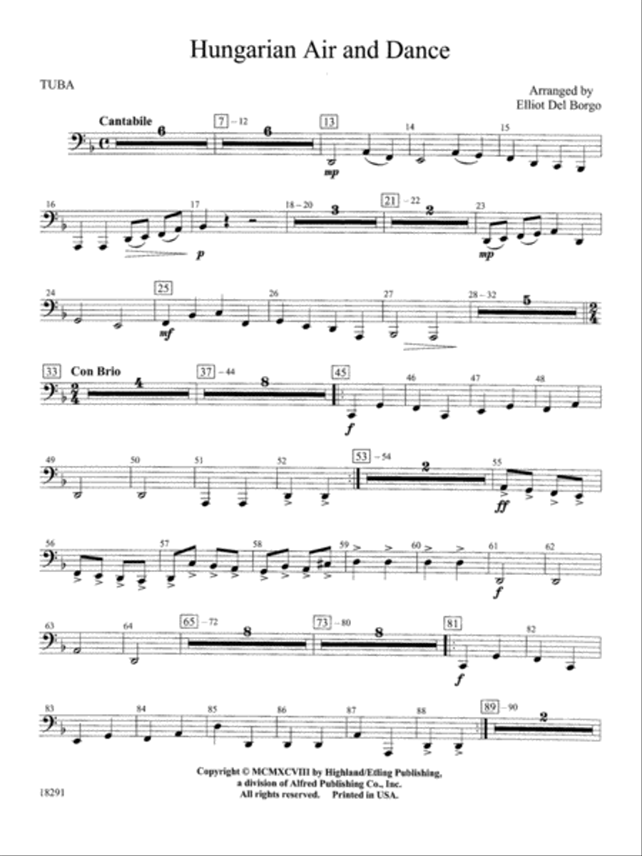 Hungarian Air and Dance: Tuba Full Orchestra scores gallery preview page 1