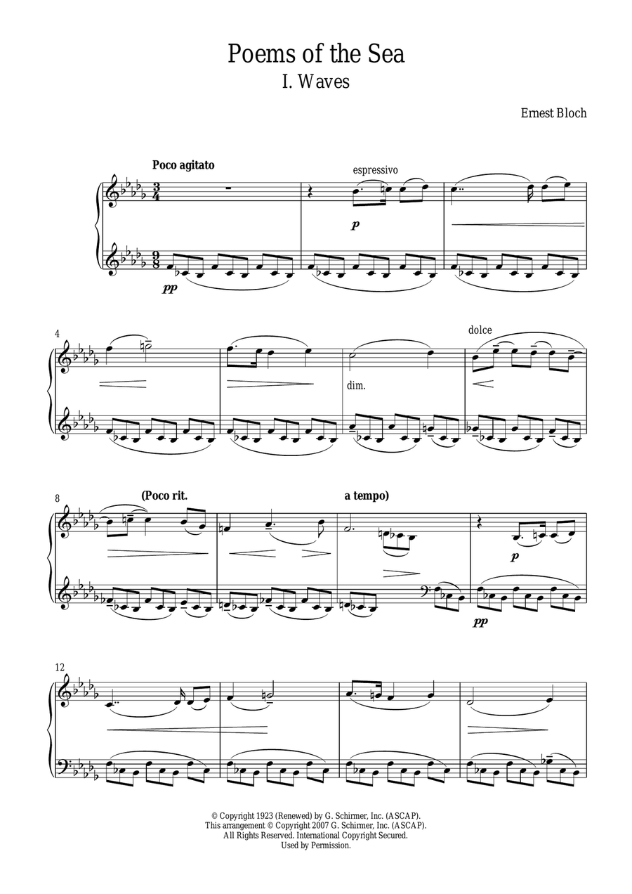Waves (from Poems Of The Sea) Piano Solo scores gallery preview page 1