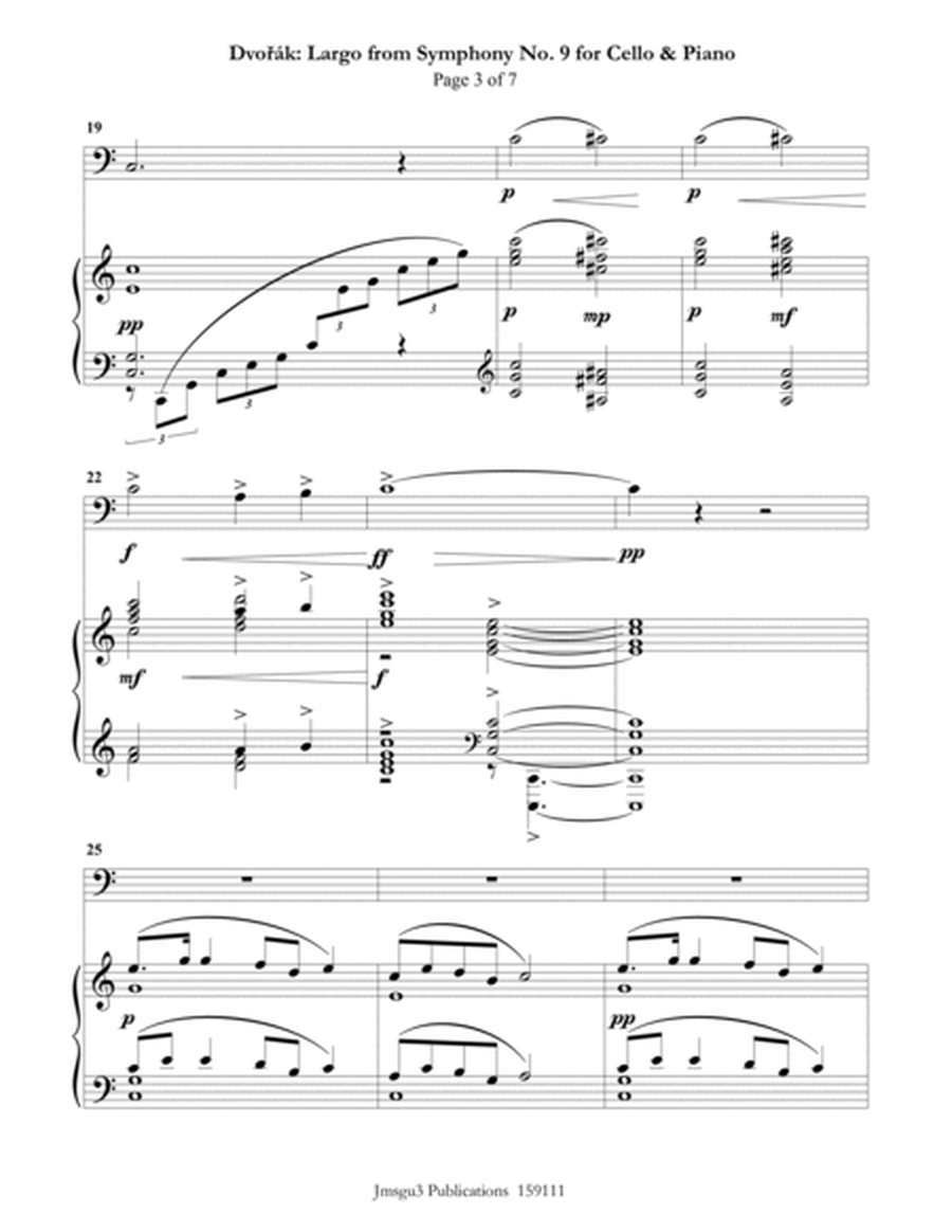 Dvořák: Largo from the New World Symphony for Cello & Piano image number null