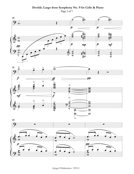 Dvořák: Largo from the New World Symphony for Cello & Piano image number null