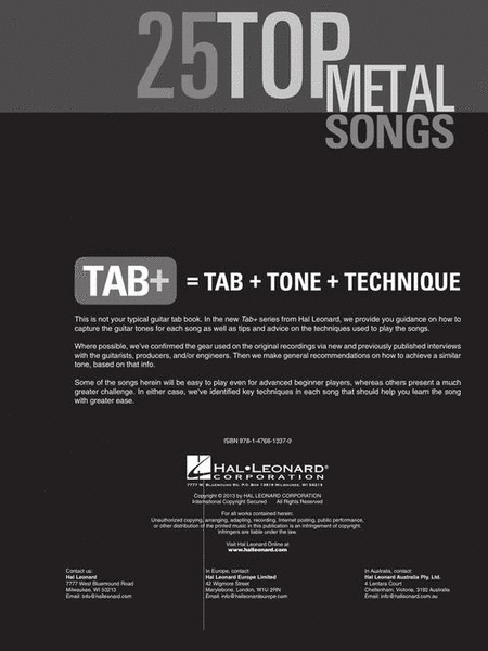 25 Top Metal Songs – Tab. Tone. Technique.