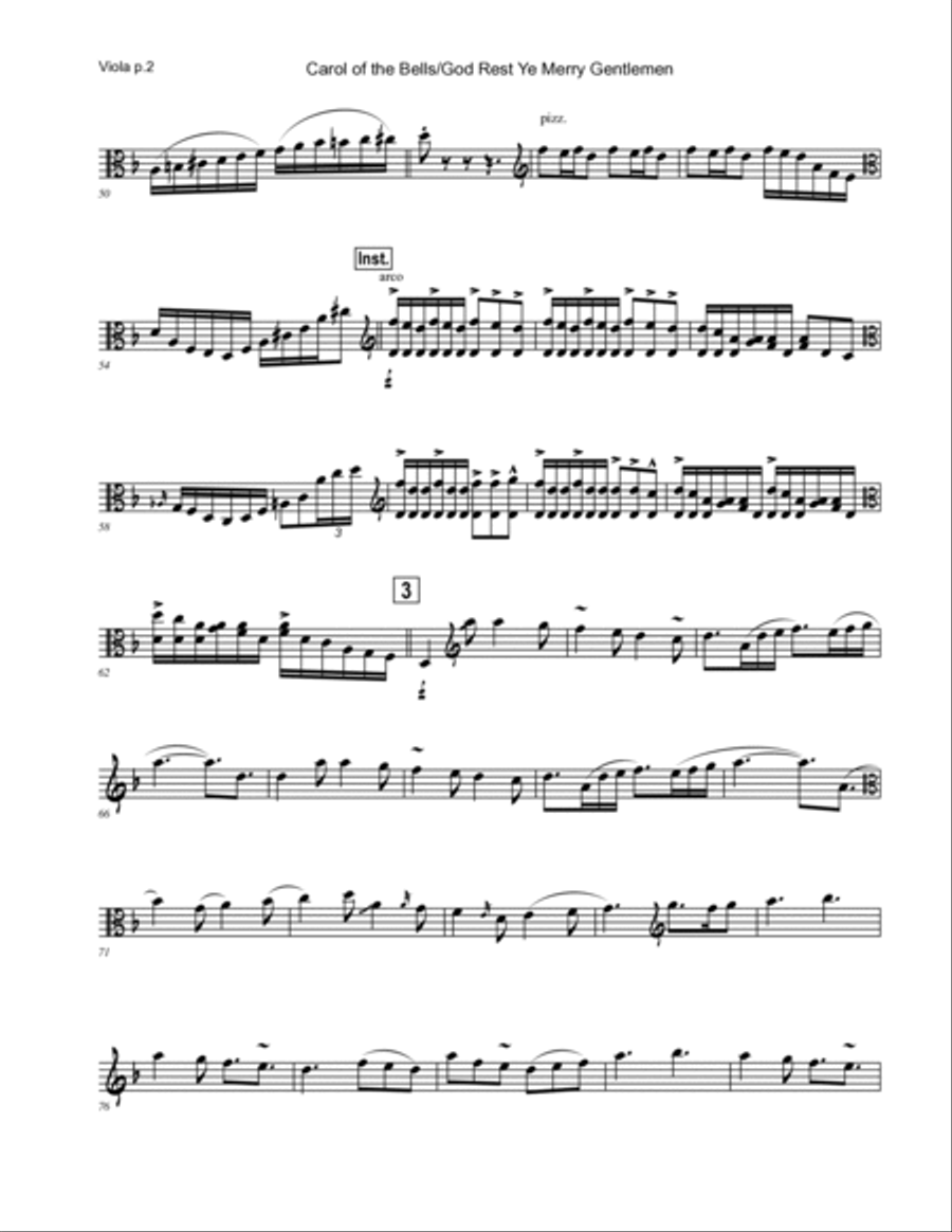 Carol of the Bells / God Rest Ye Merry Gentlemen - Viola and Piano Duet Piano Accompaniment scores gallery preview page 4