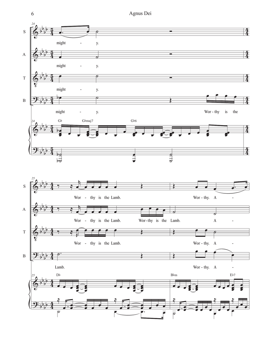 Medley: Agnus Dei with How Great Thou Art 4-Part scores gallery preview page 6