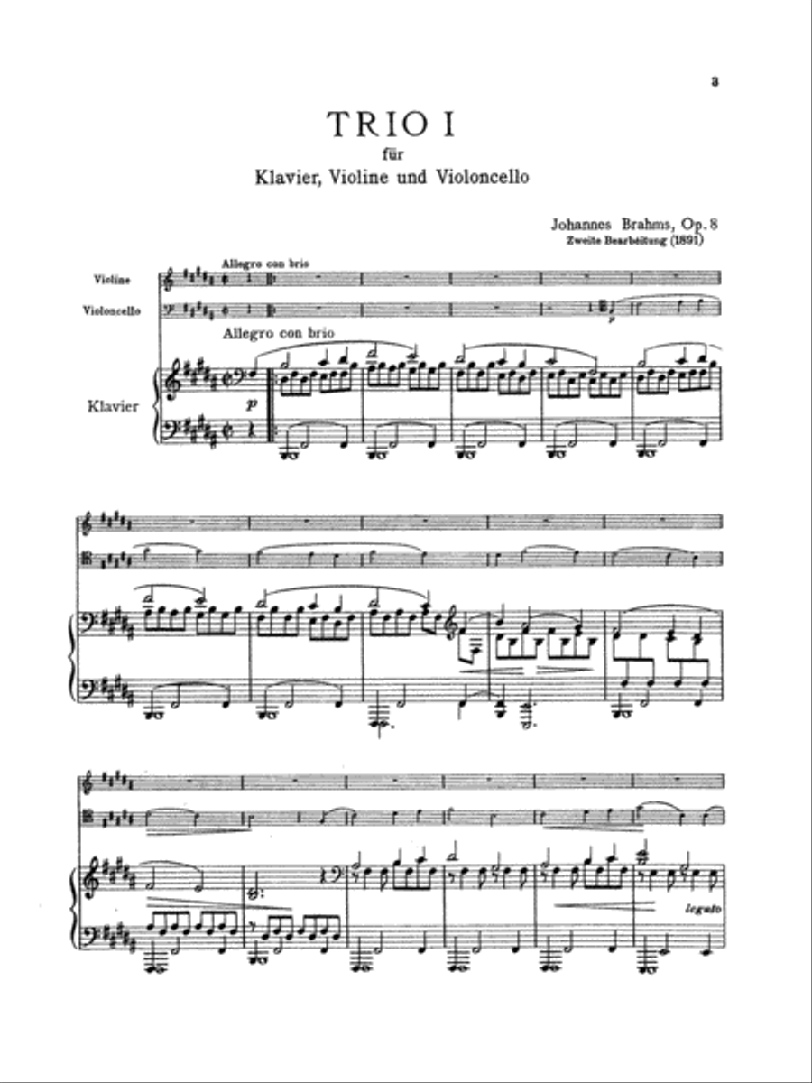 Piano Trio No. 1 in B Major, Op. 8 Small Ensemble scores gallery preview page 4