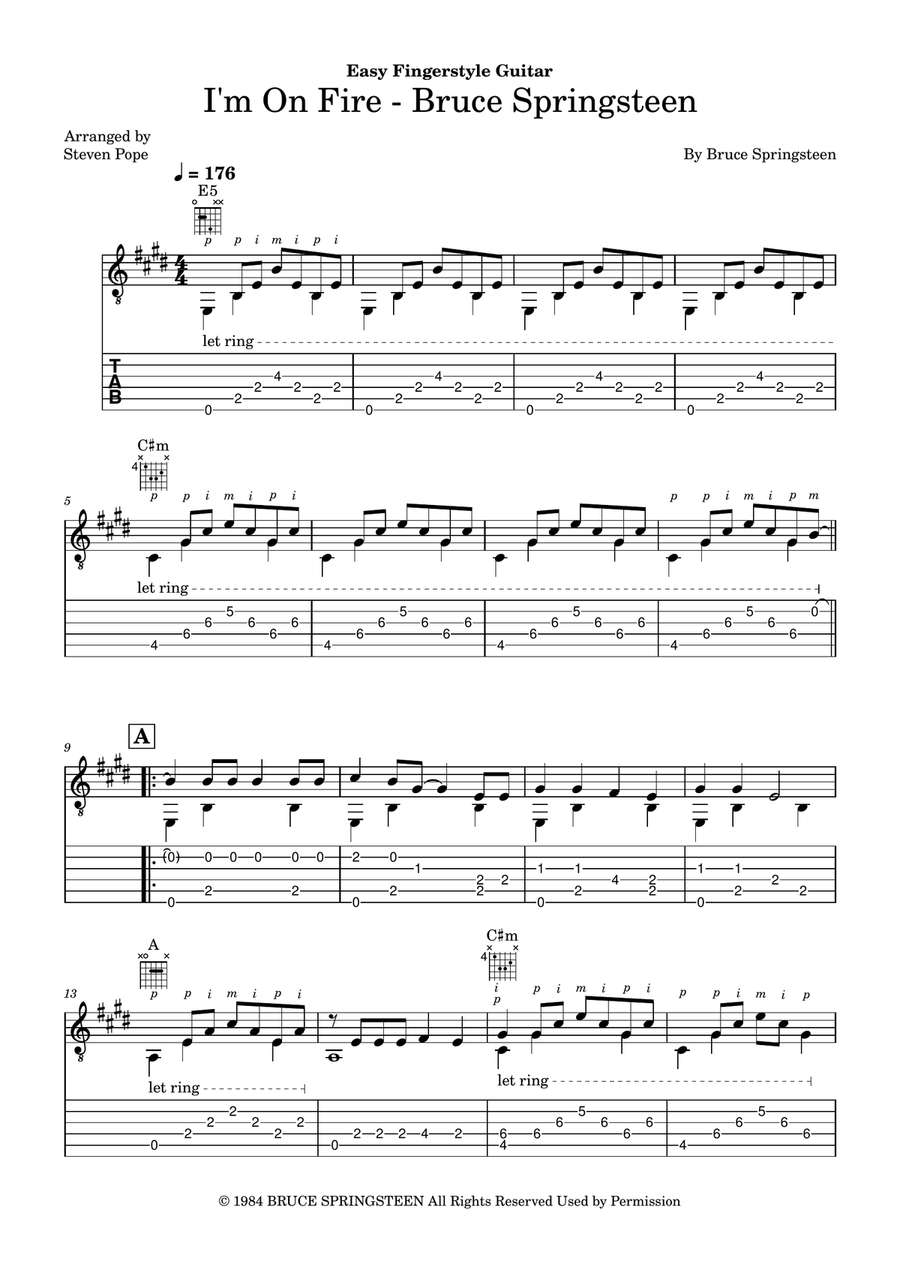 I'm On Fire Classical Guitar scores gallery preview page 1