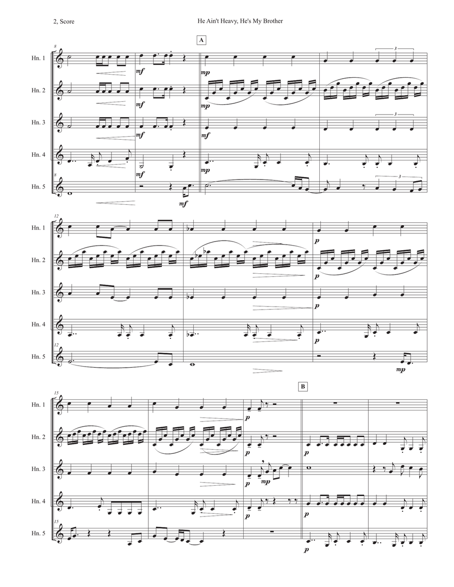 He Ain't Heavy, He's My Brother Horn scores gallery preview page 2
