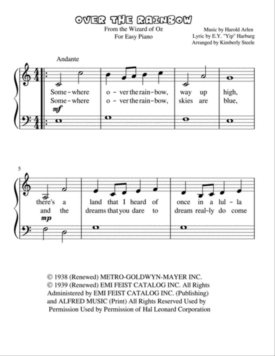 Over The Rainbow (from The Wizard Of Oz) Voice scores gallery preview page 1