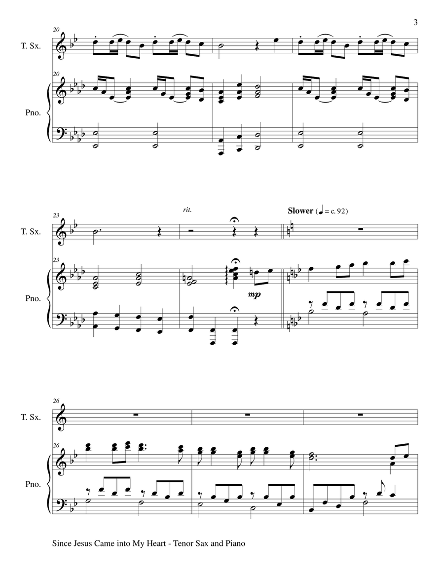 GOSPEL HYMN SUITE (For Tenor Sax & Piano with Score & Tenor Sax Part) Tenor Saxophone scores gallery preview page 4