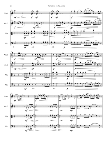 Variations on Ke Arona for string quartet image number null