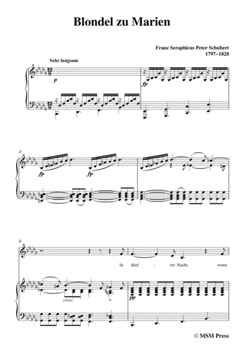 Schubert-Blondel zu Marien,in b flat minor,for Voice&Piano image number null