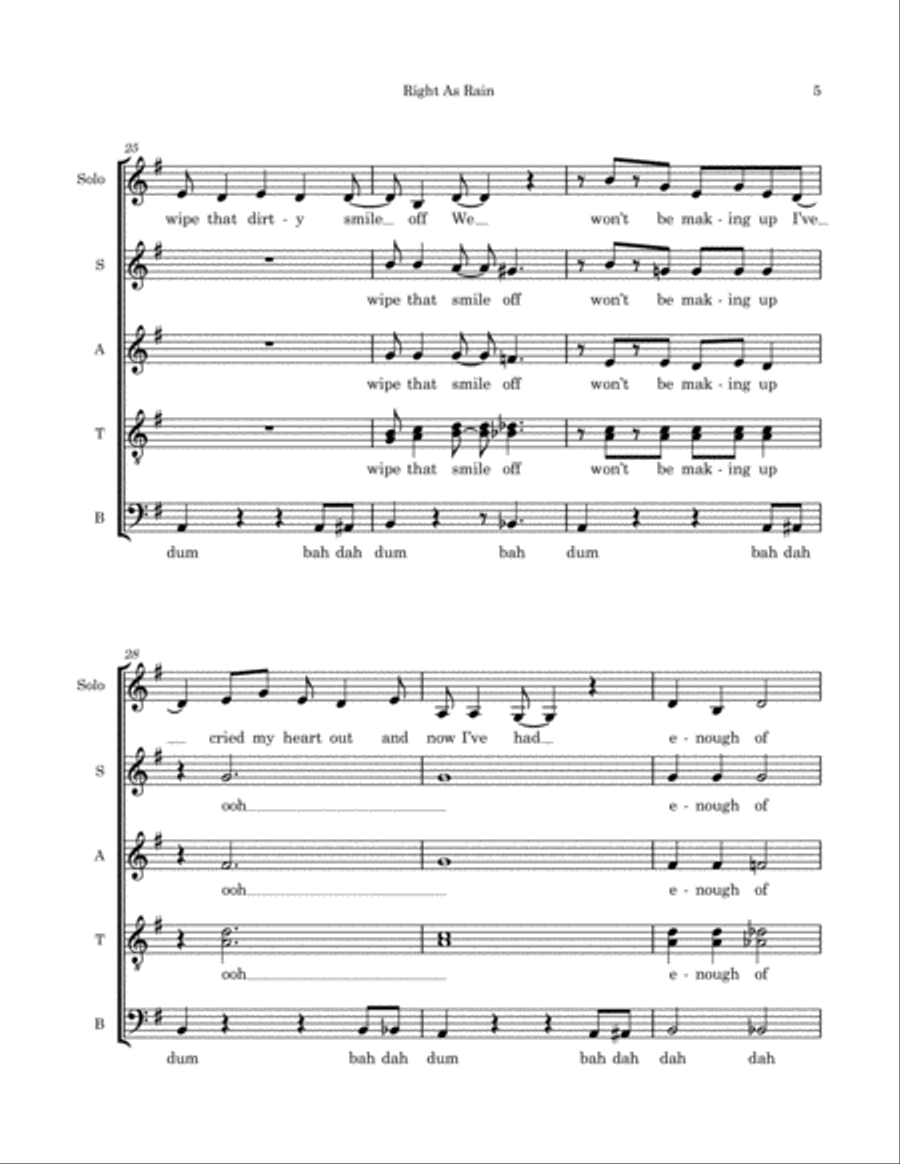 Right As Rain 4-Part scores gallery preview page 5