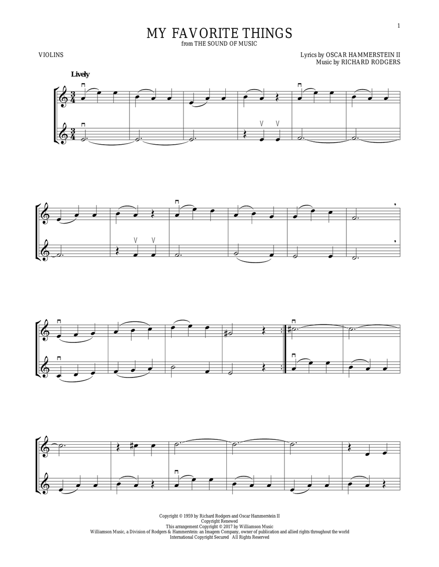 My Favorite Things (from The Sound Of Music) String Duet scores gallery preview page 1