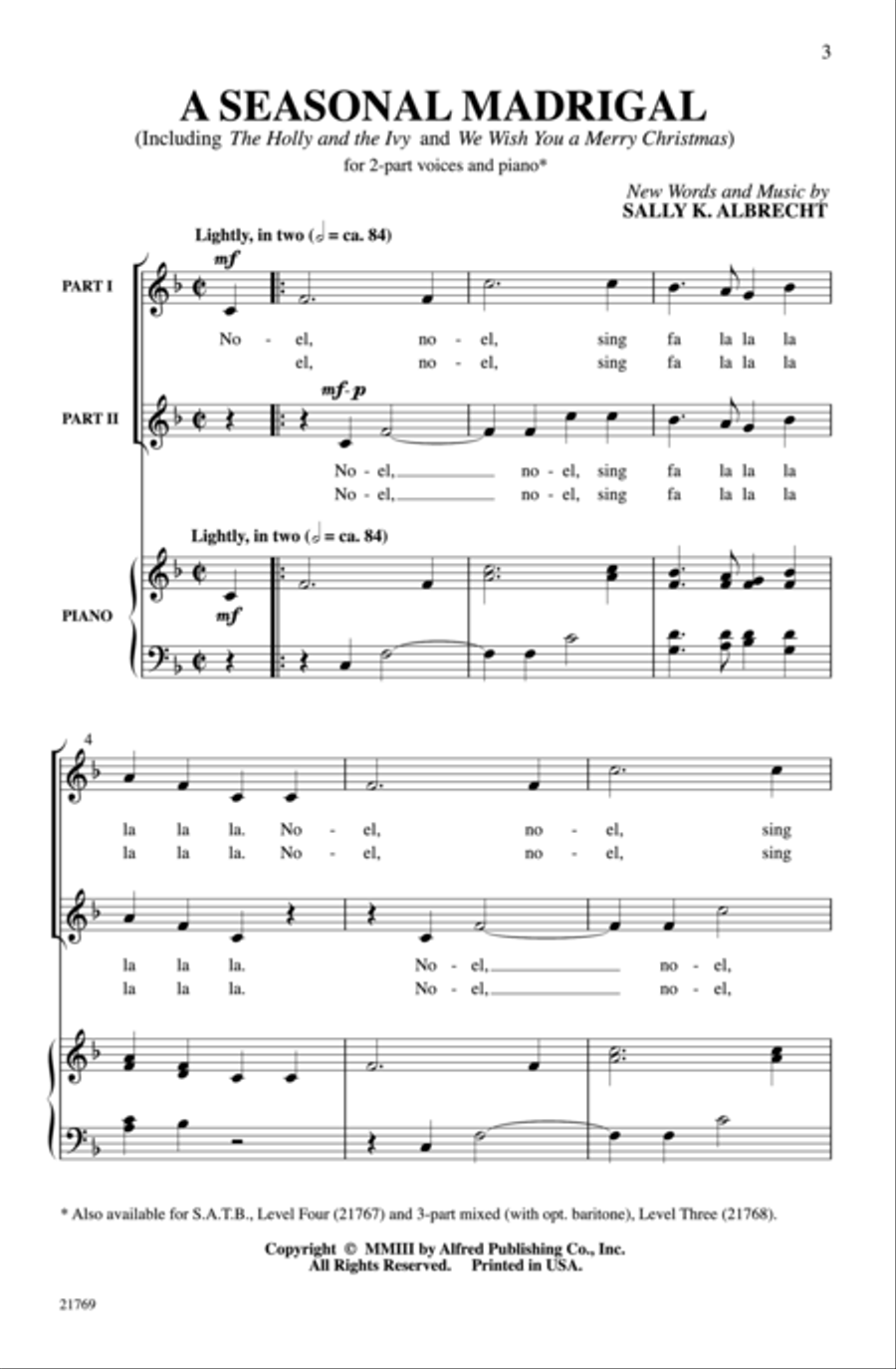 A Seasonal Madrigal 2-Part scores gallery preview page 2