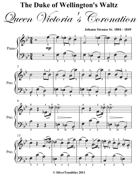 Duke of Wellington’s Waltz Queen Victoria’s Coronation Easy Piano Sheet Music