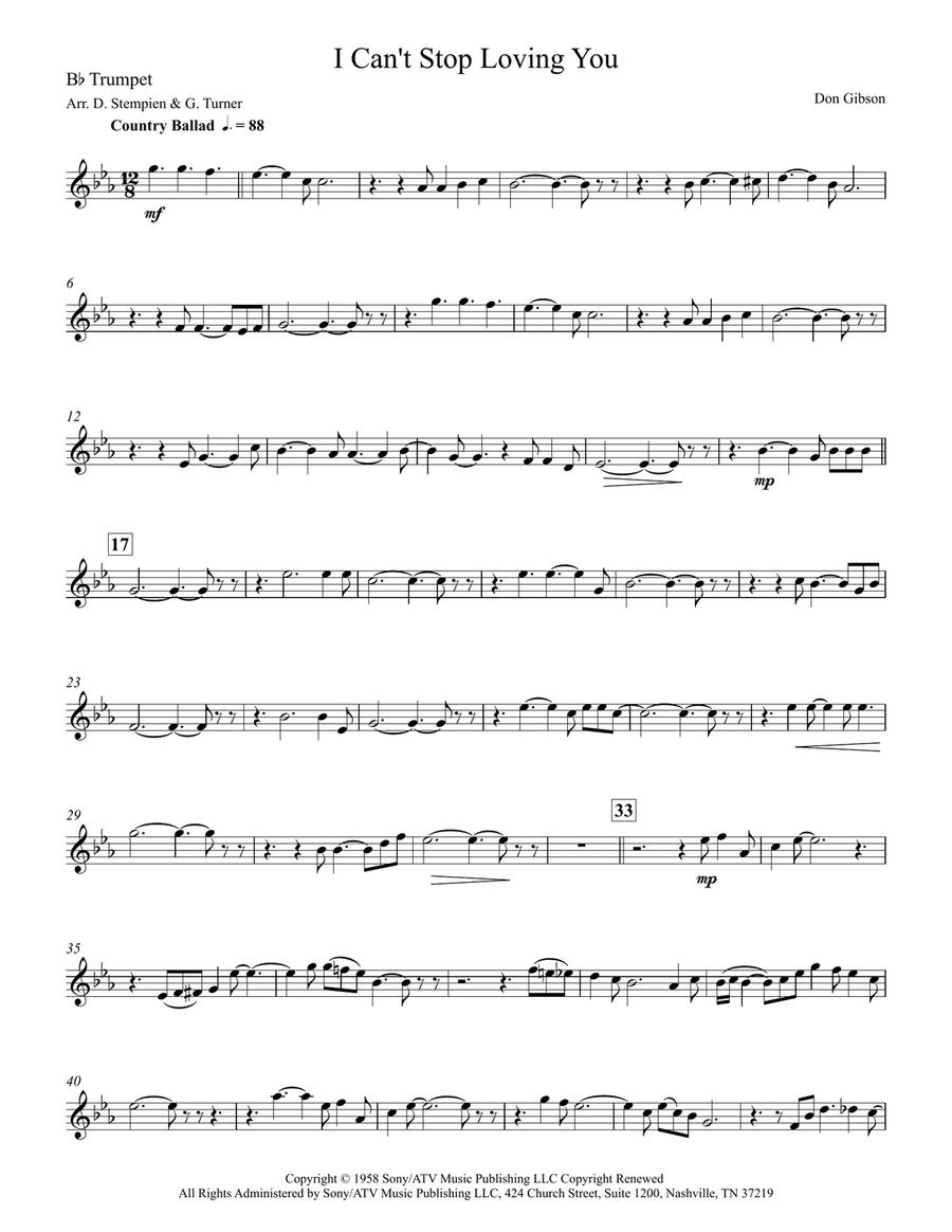 I Can't Stop Loving You B-Flat Trumpet scores gallery preview page 5