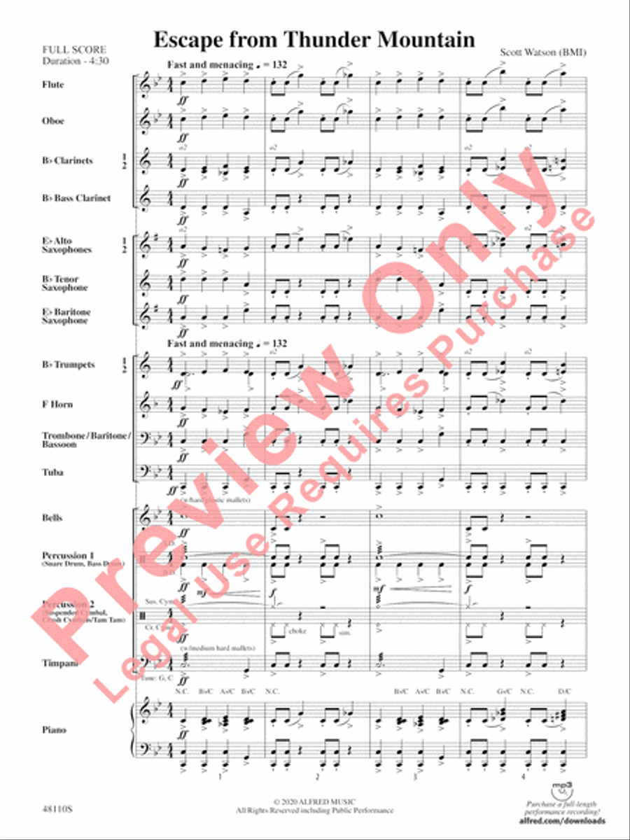 Escape from Thunder Mountain Concert Band scores gallery preview page 4