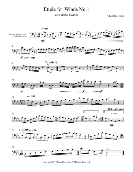 Etude for Solo Winds No. 1 (Low Brass Version)