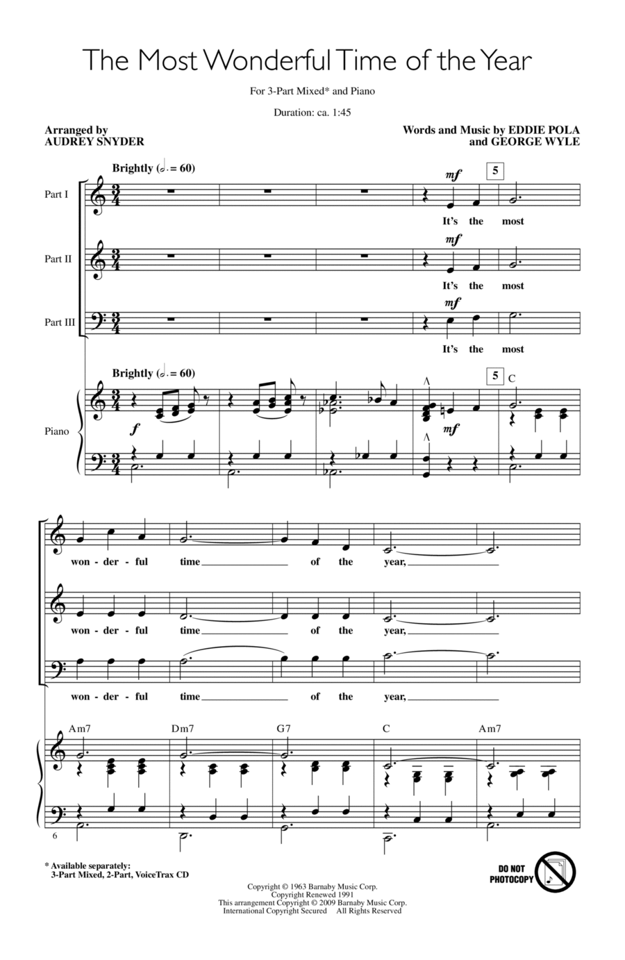 The Most Wonderful Time Of The Year 3-Part scores gallery preview page 1