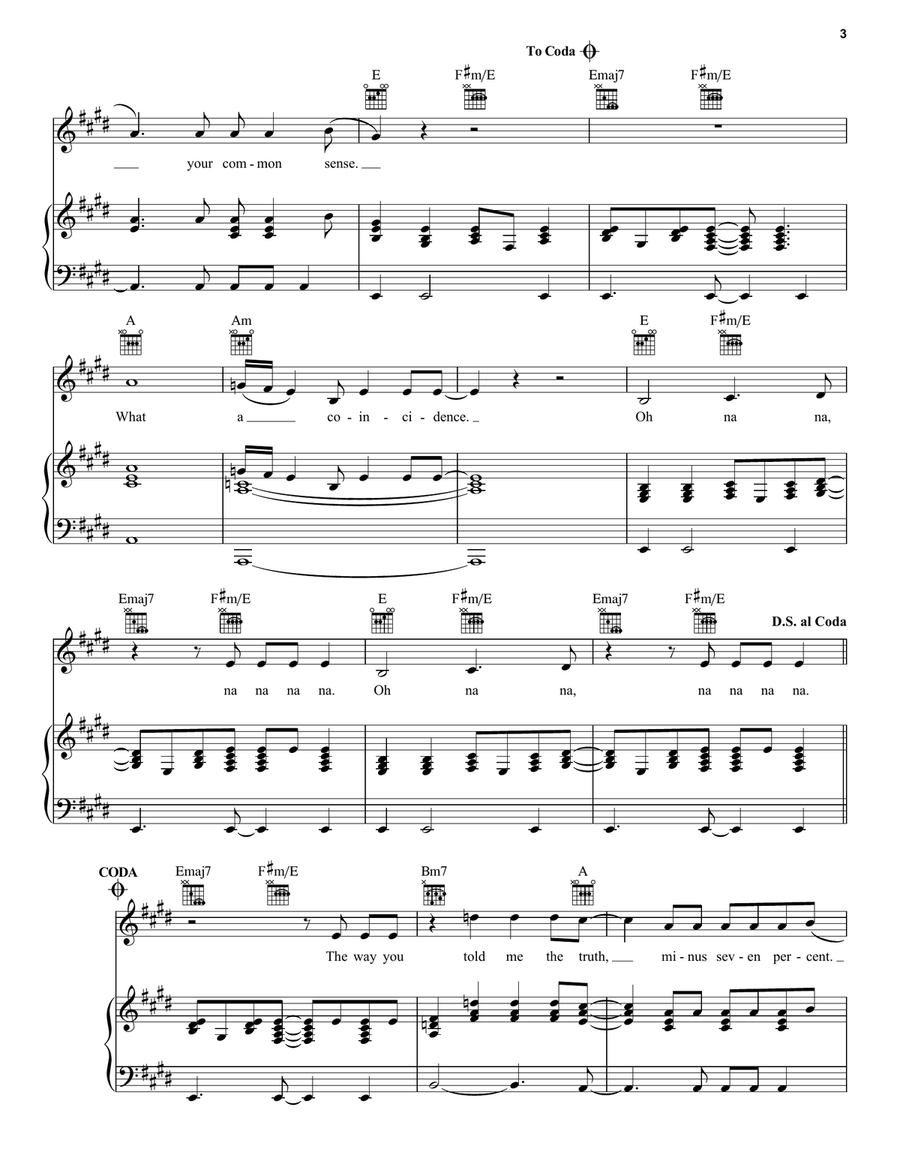 Coincidence Piano, Vocal, Guitar scores gallery preview page 3