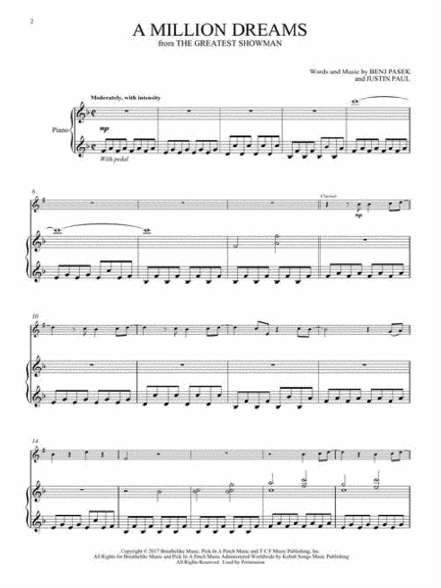 A Million Dreams (from The Greatest Showman) Clarinet Solo scores gallery preview page 3