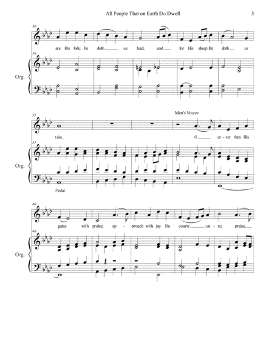 All People That on Earth Do Dwell (unison choir/organ), by Brenda Portman Unison Choir scores gallery preview page 3