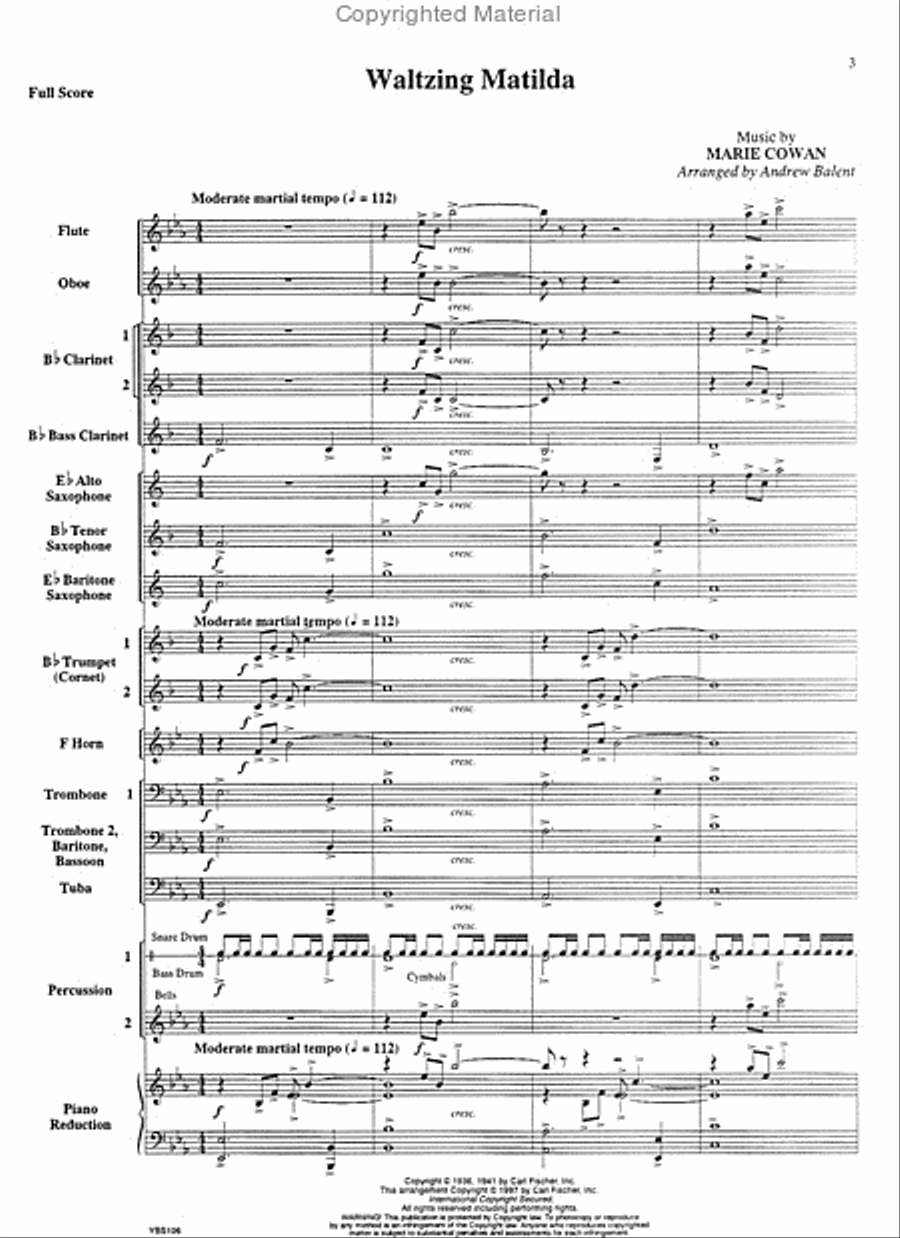 Waltzing Matilda Waltzing Matilda Concert Band scores gallery preview page 2