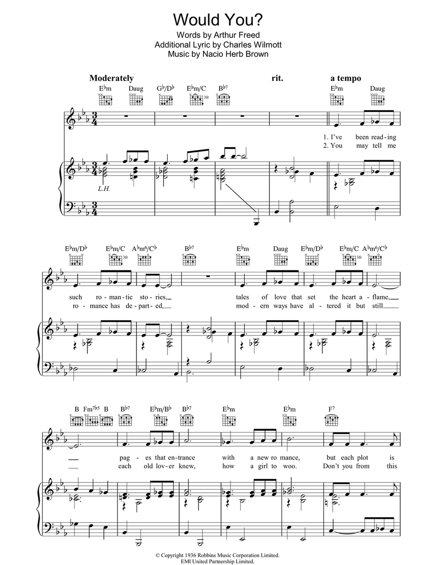 Would You? Would You? Piano, Vocal, Guitar scores gallery preview page 1
