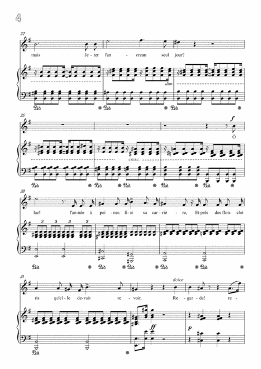 Niedermeyer-Le lac in G Major,for Voice and Piano Voice Solo scores gallery preview page 6