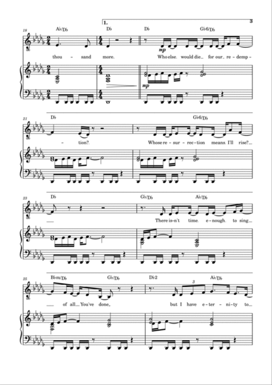 A Thousand Hallelujahs Piano, Vocal, Guitar scores gallery preview page 4