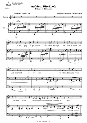 Auf dem Kirchhofe, Op. 105 No. 4 (Original key. C minor)