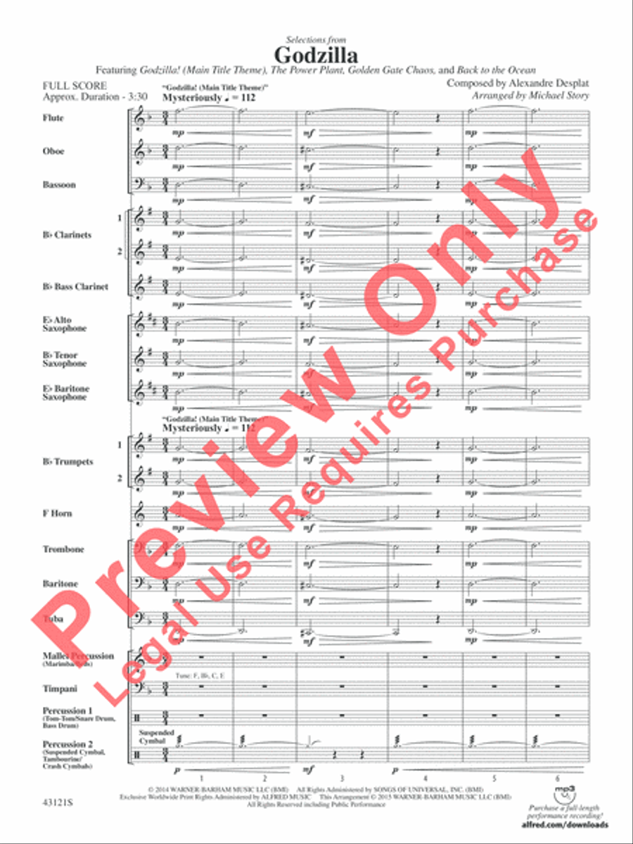 Godzilla, Selections from Concert Band scores gallery preview page 3