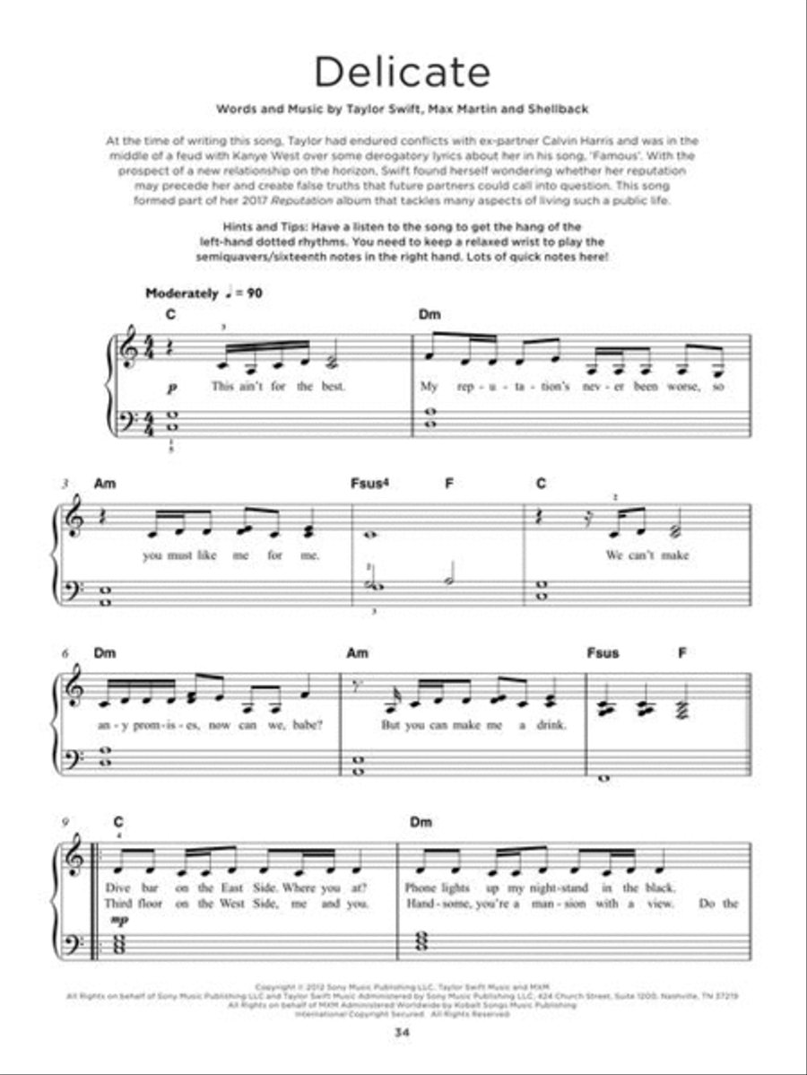 40 Taylor Swift Songs Easy Piano scores gallery preview page 5