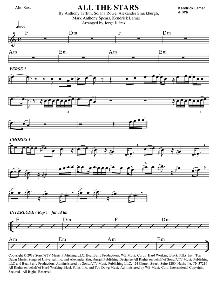 All The Stars All The Stars Alto Saxophone scores gallery preview page 1