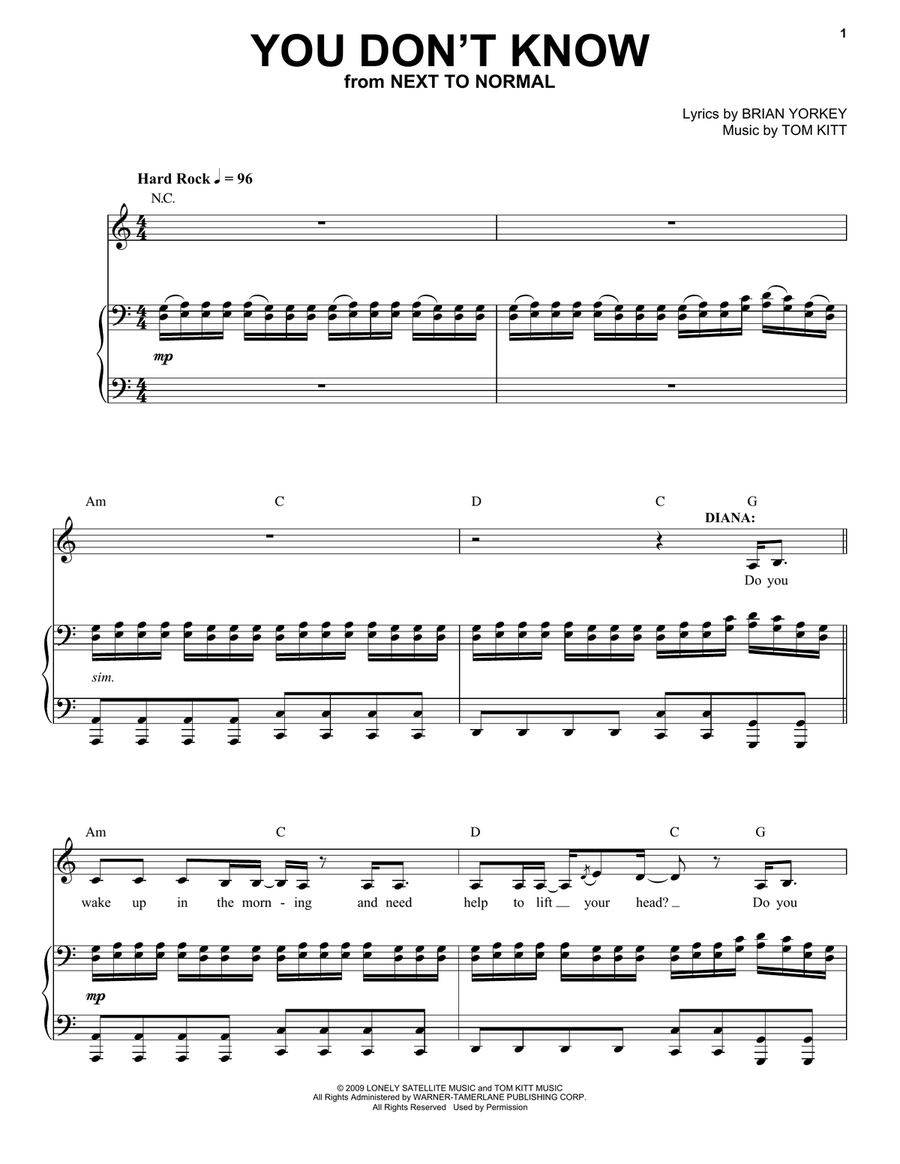 You Don't Know (from Next to Normal) Voice scores gallery preview page 1